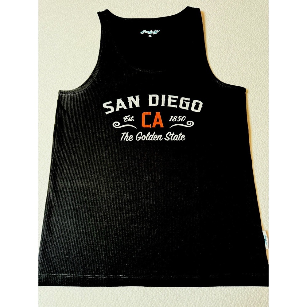 SeaLife San Diego‎ California Ribbed Tank Top Black Graphic Sleeveless Sz XL